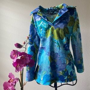 Water Paint Inspired Floral Long Sleeve Top